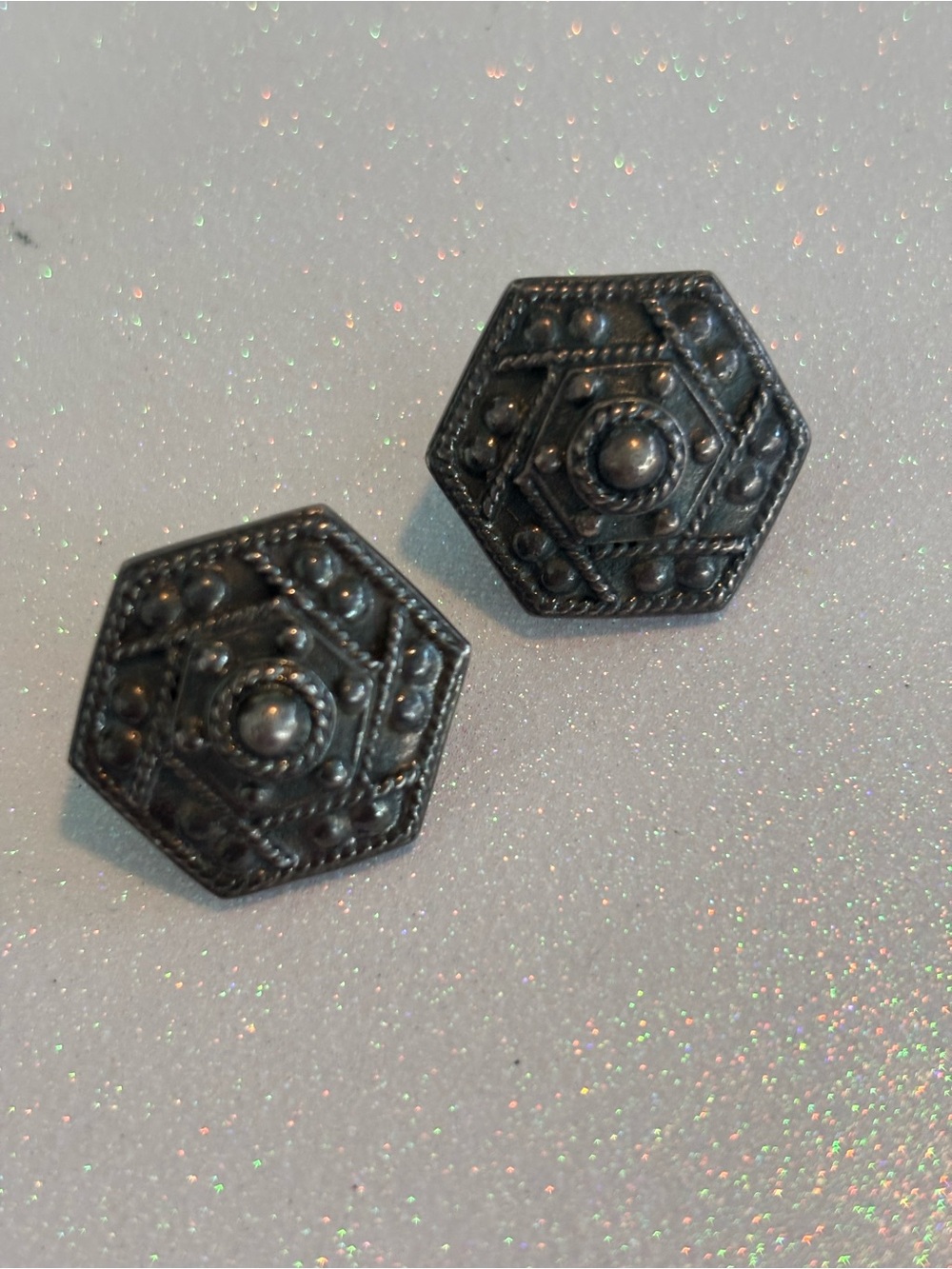Vintage Sterling(?) Octogonal Stud Earrings